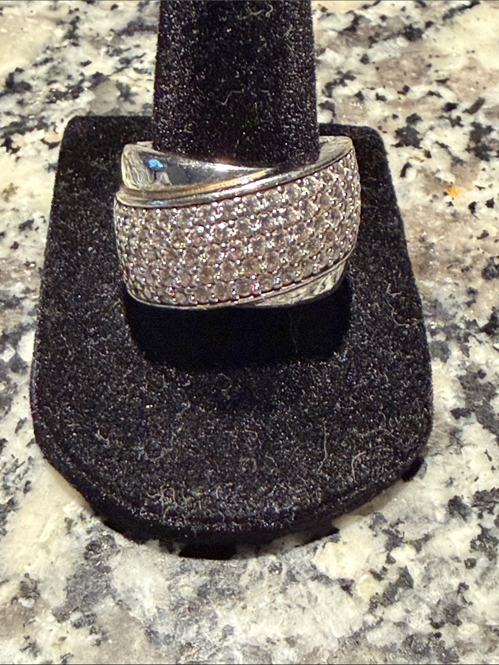 Authentic Ti Sentó Milano 925 silver CZ pave statement ring